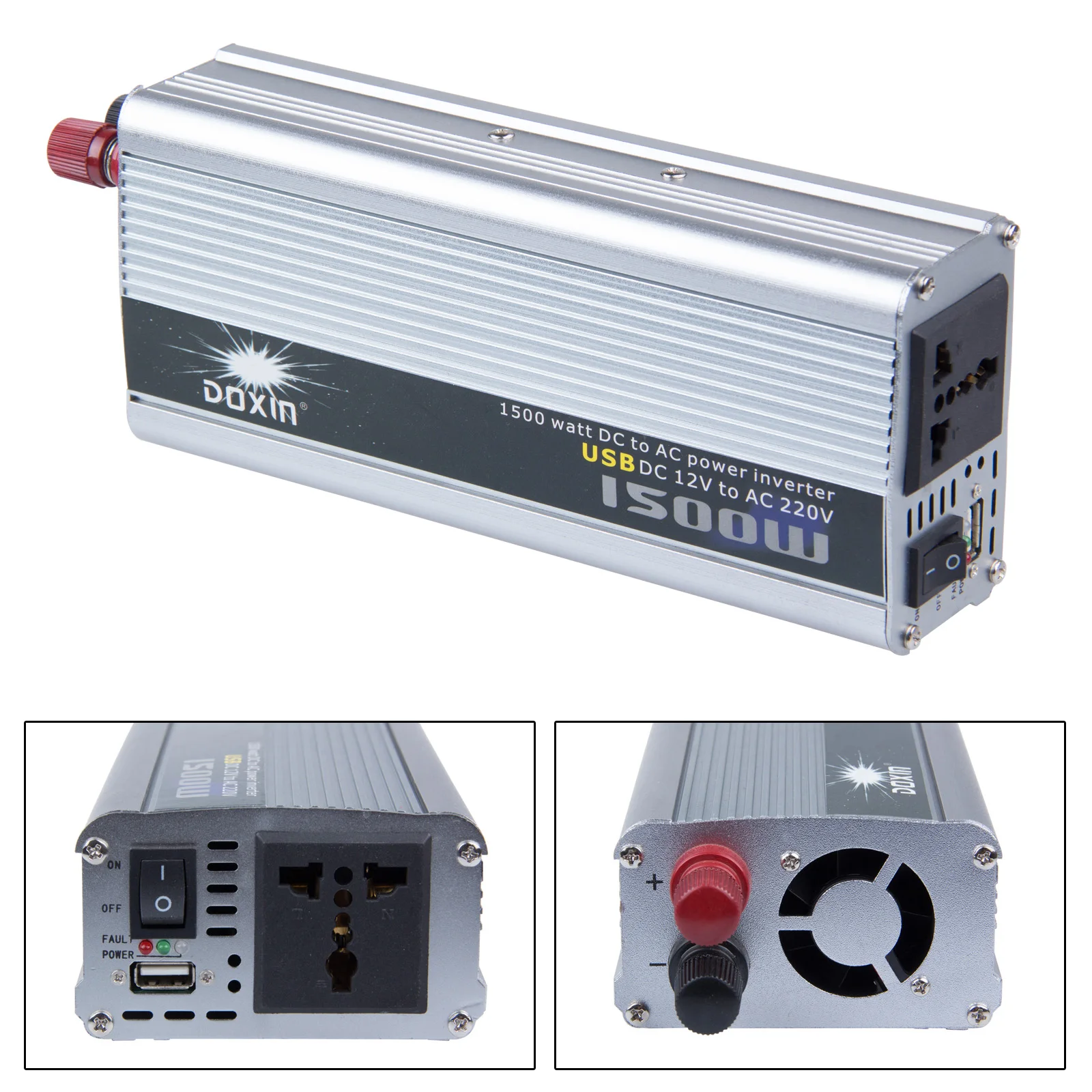 

Car Inverter Converter DC 12V To AC 220V 1500W Power Inverter USB Charger Auto Converter Modified Sine Wave Power