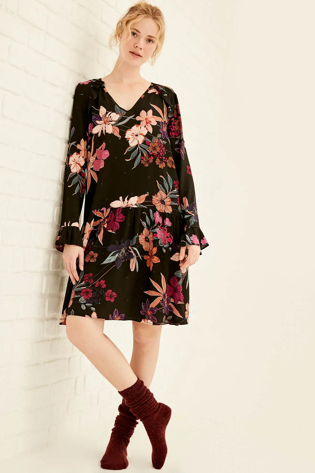 Trendyol Multicolored Advanced Flywheel Viscose Dress THMAW19FZ0391in