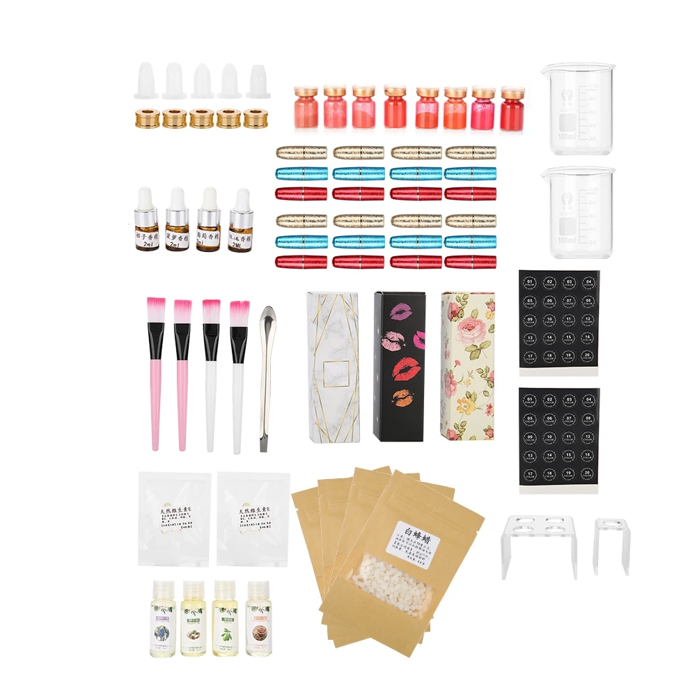 

DIY Lipstick Mold Set Homemade Lip Balm Crafts Tool Kit Color Powder Beeswax Lipstick Container