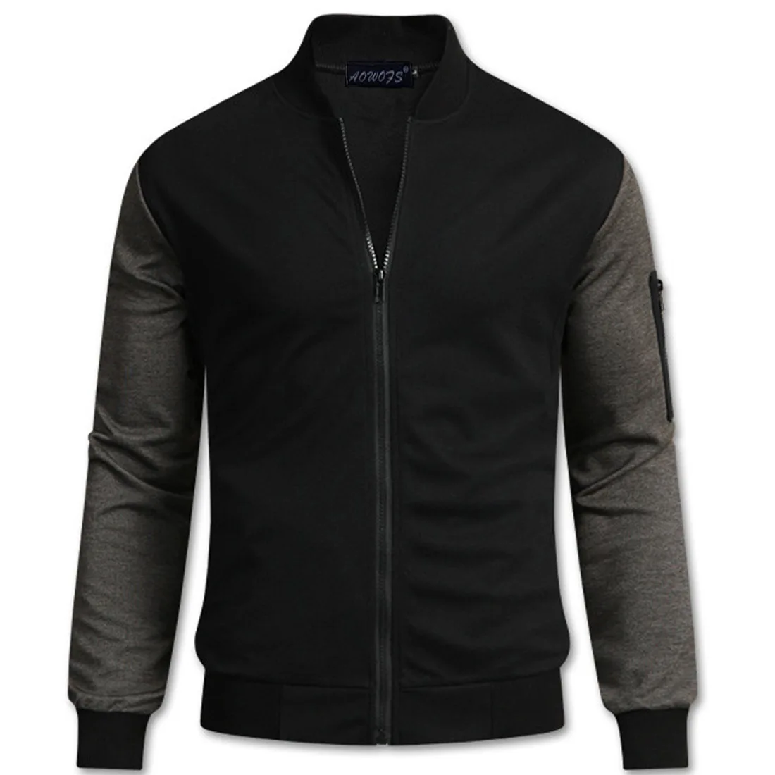 2019 Aowofs Autumn New Temperament Men's Jacket Stand Collar Jacket Baseball Cardigan Color Sleeve Men's Jacket Casual Shirt