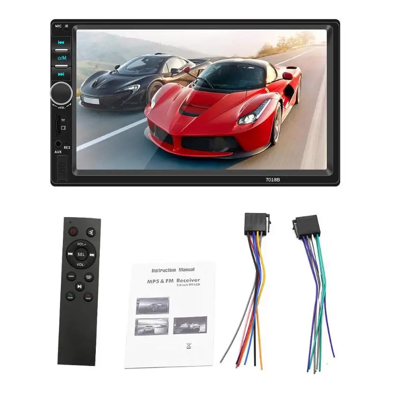 Автомобильный мультимедийный плеер VODOOL 2Din 7018B сенсорный экран 7 дюймов Bluetooth MP5 1080P