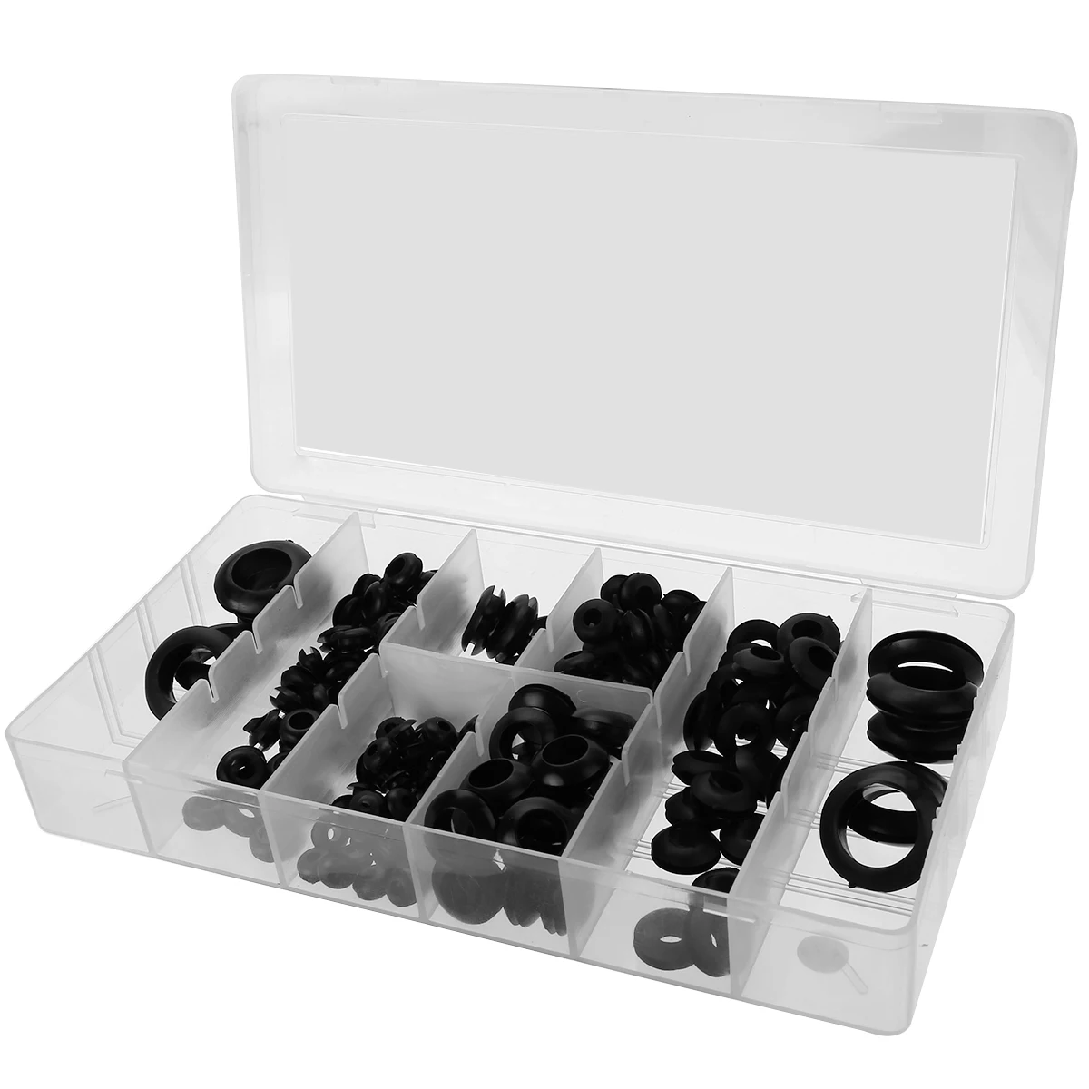 

180pc Round Rubber Grommets Retaining Ring Set Blanking Hole Wiring Cable Gasket Kit Harness Grommet Set