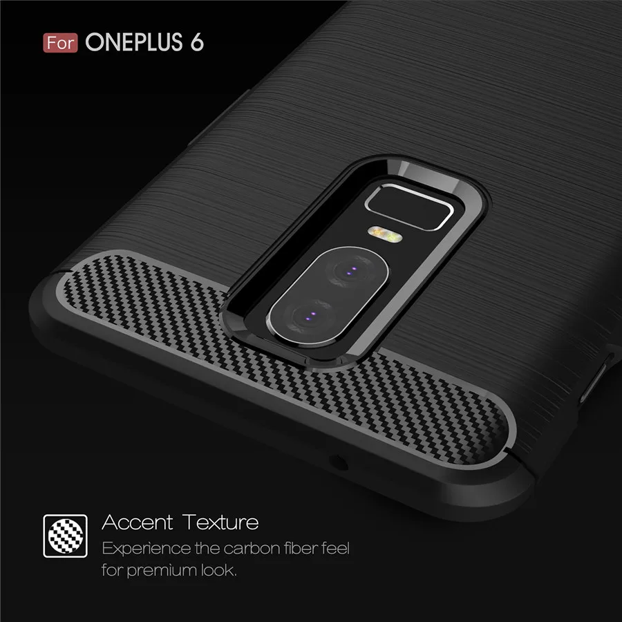 cheap One Plus 6 Carbon Fiber Case for Oneplus 6 Case Soft Silicone TPU Skin Anti Skid Cover for Oneplus6 phone cover for One plus 6