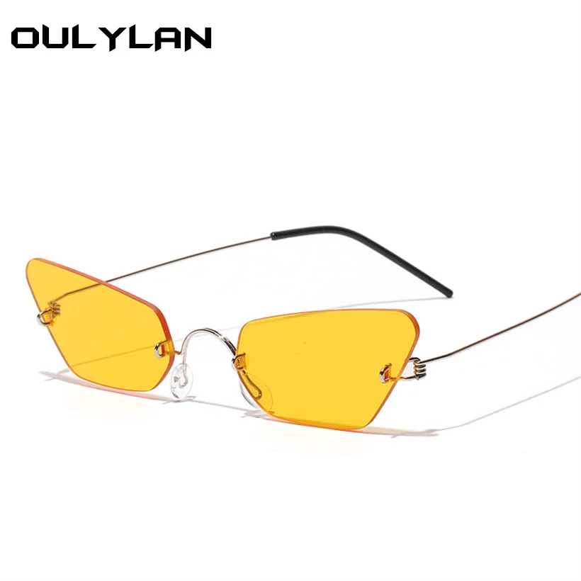 

Oulylan Fashion 2019 Sunglasses Women Vintage Brand Design Rimless Sunglass Shades Luxury Cat Eye Sun Glasses Male Female UV400