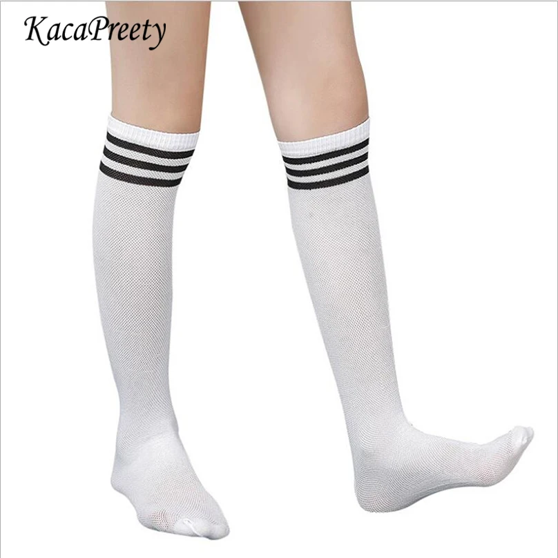 

White stripe school girls socks summer cotton mesh knee high socks toddler girls long socks children leg warmers 0-8Yrs