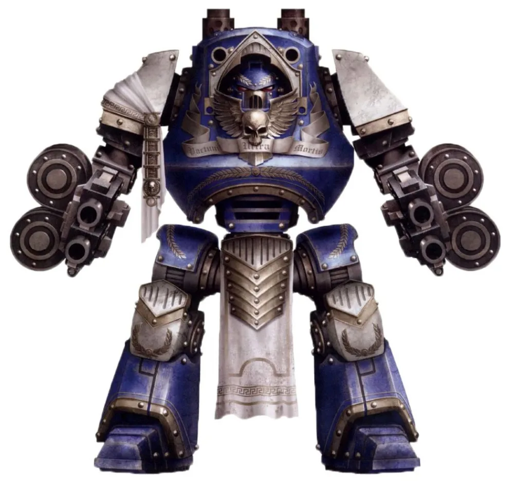 Ультрамариновые Relic Contemptor Dreadnought. Modded на основе древнего тиренния из HH Book 5 Tempest. |