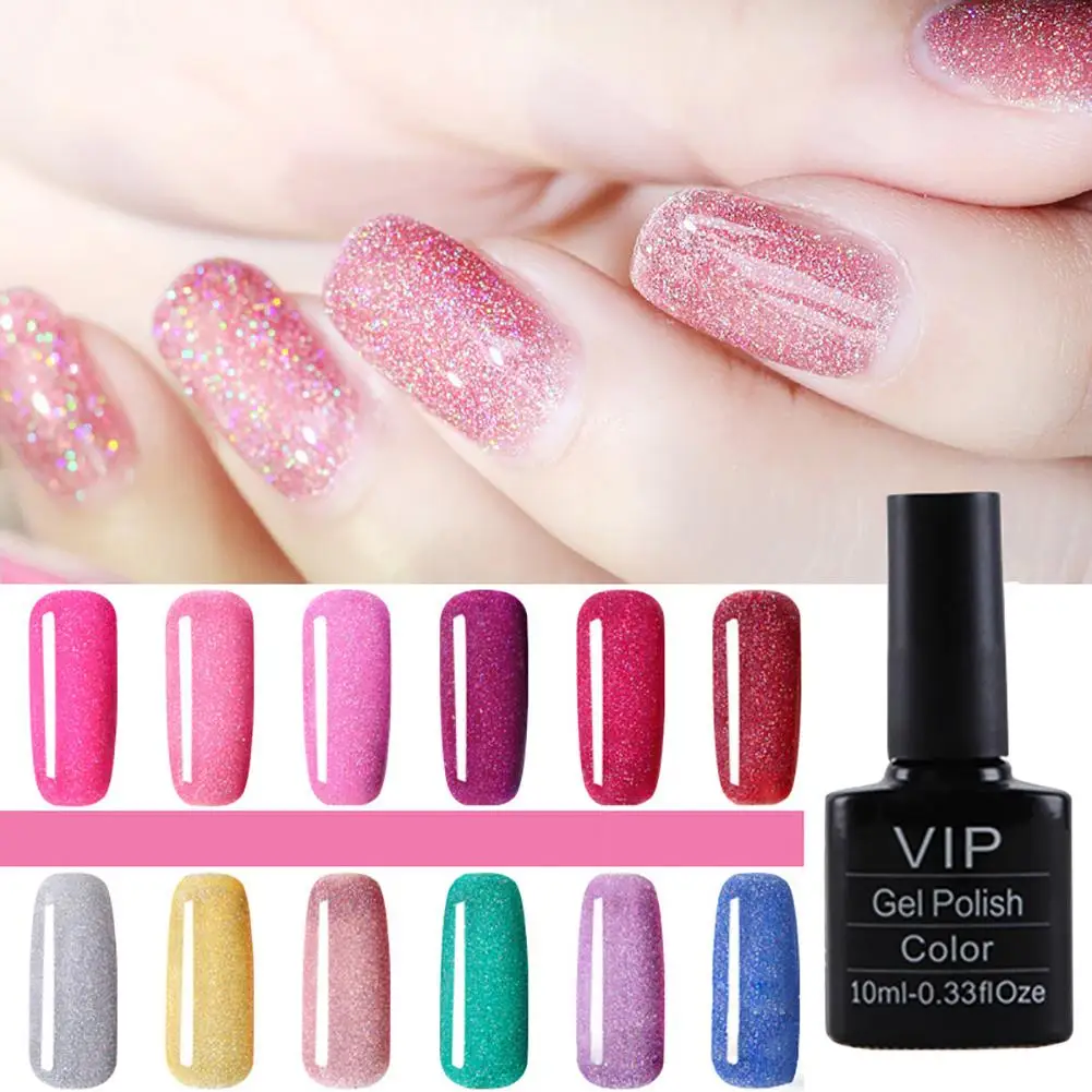 

10ml Glitter LED UV Lamp Nail Gel Polish Long Lasting Varnish Manicure Coat