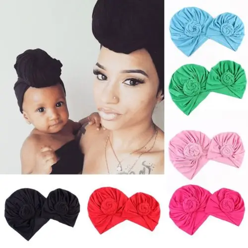 2Pcs Knot Turban Indian Hat Mother Girls Kids Turban Headband Hair Head Bands Wrap Accessories Headscarf Headwrap Headdress afbeelding