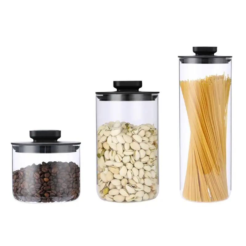 Stainless Steel Glass Sealed Can Kitchen Grain Jar Storage Tea Caddy | Дом и сад
