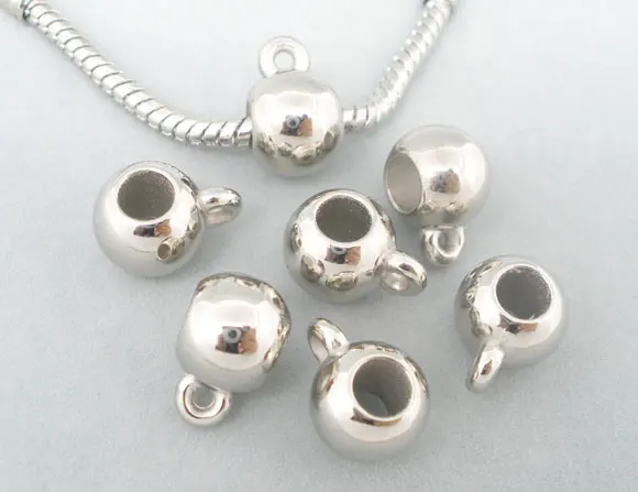 DoreenBeads 100 قطعة الفضة لهجة السلس كأس الكفالة الخرز صالح الأوروبي سحر 10x8 مللي متر (B03152) ، ييوو