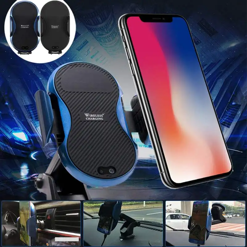 

10W Qi Wireless Automatic Clamping Stand Fast Car Phone Charger Mount Holder For iPhone 8/X, For Samsung S7/S8 Car Charger