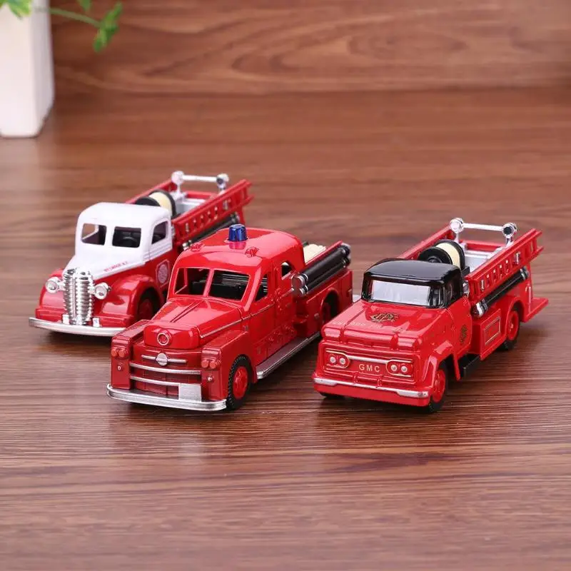 

3pcs 1:43 Retro Simulation Alloy Fire Engine Model Set Replica Fire Truck Vehicles Toys for Kids Gifts