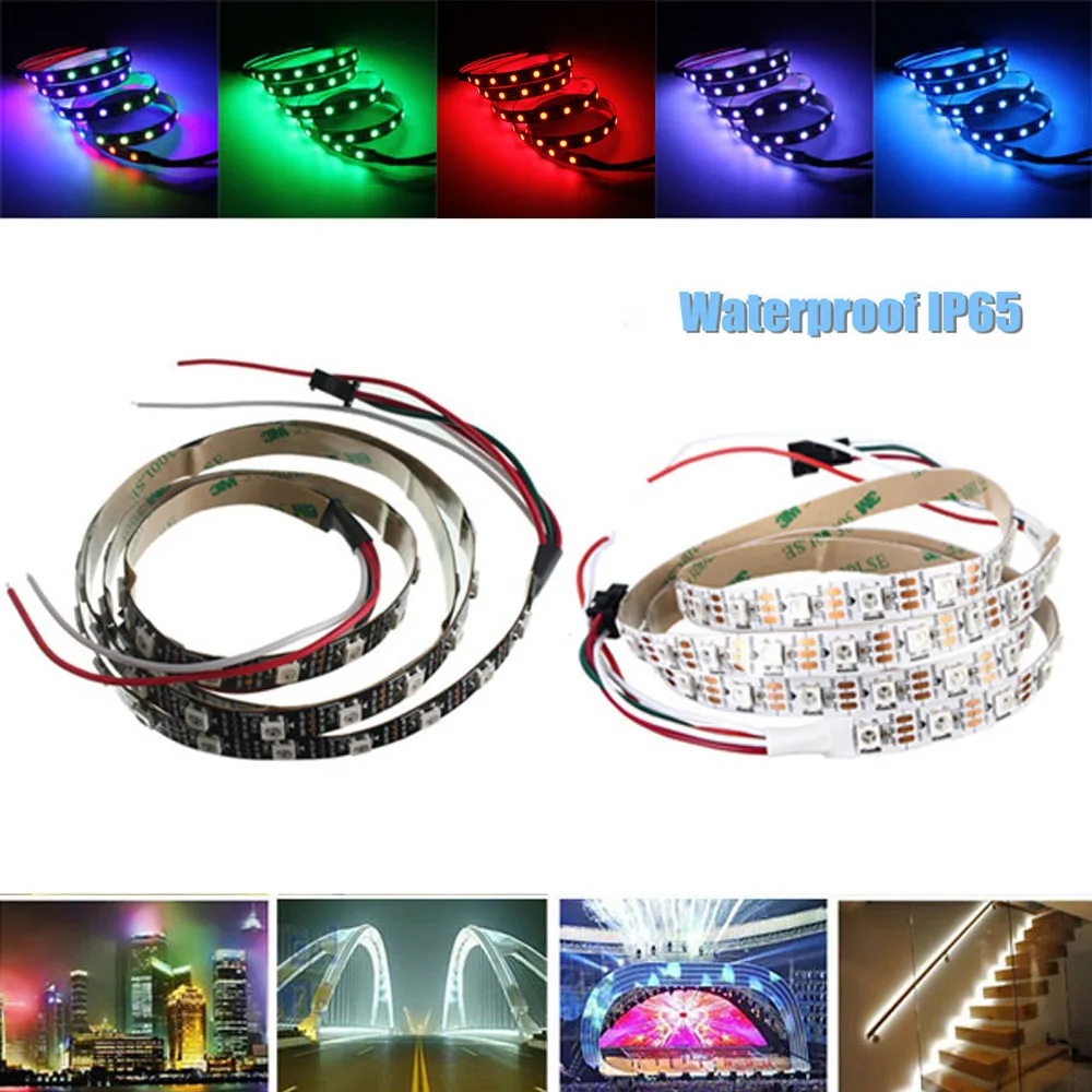 CLAITE 1 м WS2812 IC SMD 5050 Водонепроницаемый мечта Цвет RGB Светодиодные ленты свет лампы Индивидуальный Адресный DC5V