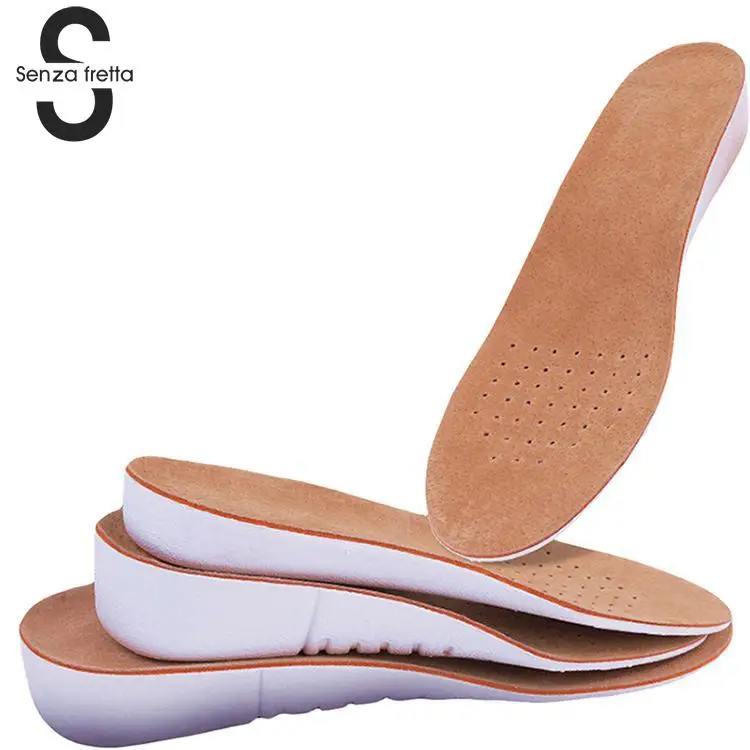 

Senza Fretta 1pair Height Increase Insoles Unisex Pigskin Shoe Insole Inserts Care Foot Pads Comfortable Height Increase Insole