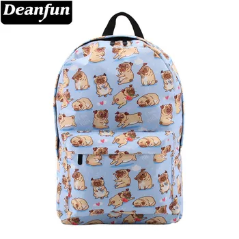 

Deanfun Backpack for Girls Cute Pug Flower Water Resistant Heart Blue Backpacks Teenage School Bag Gift 80047