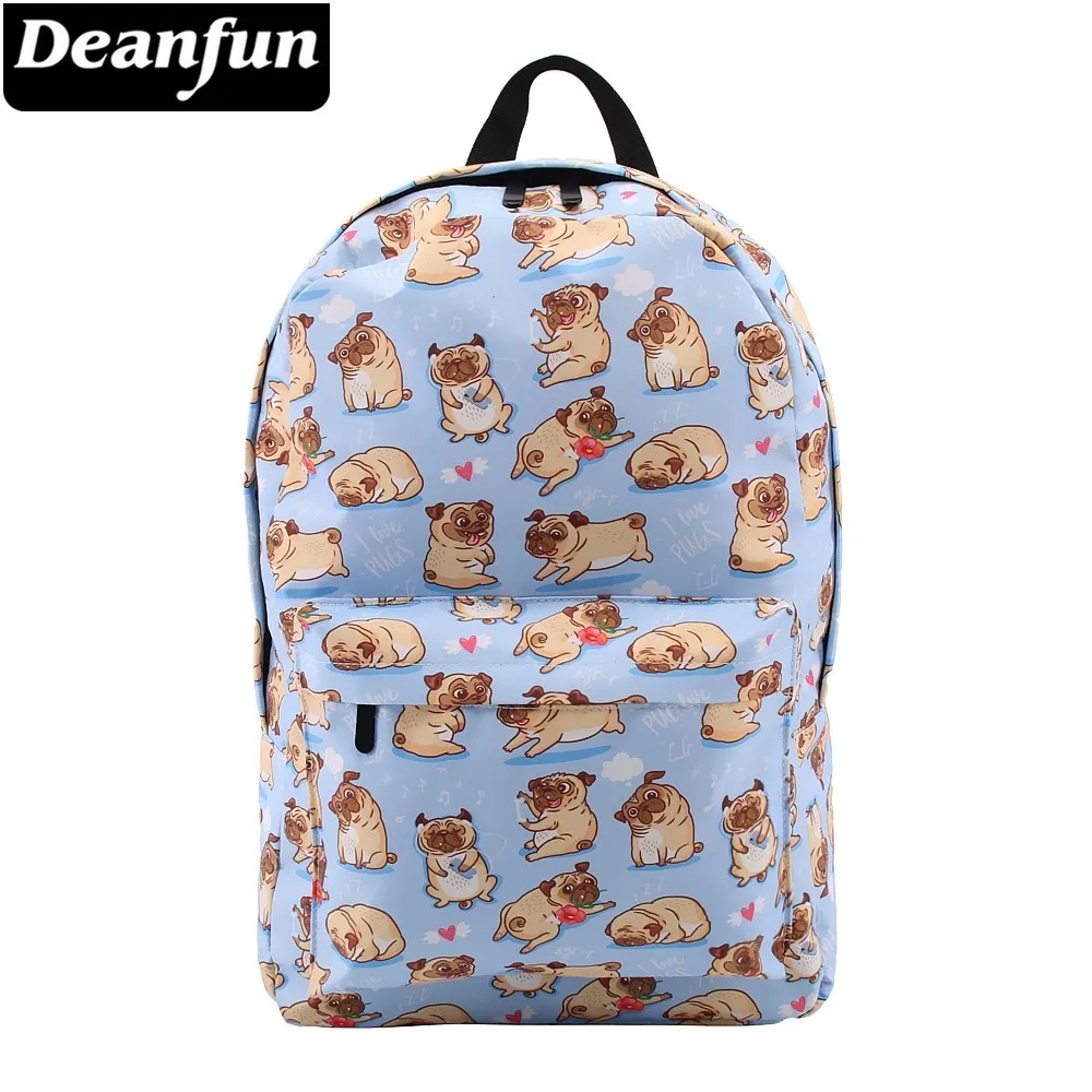 Цена Deanfun рюкзак для девочек милый мопс цветок водостойкий сердце синий рюкзак Подростковая школьная сумка подарок 80047