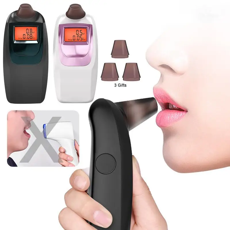 المحمولة فاحص نسبة الكحول في النفس سكران القيادة كاشف عالية الدقة Breathalizer مع شاشة الكريستال السائل