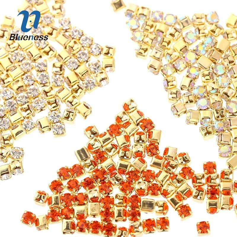 Blueness 100Pcs/Pack 3D Colorful Diamonds Nails Rhinestones 3 Colors Glass Square Bottom Alloy Nail Art Decorations Supplies | Красота и