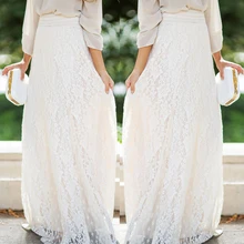 Hirigin женское Двухслойное кружевное шифоновое Плиссированное Длинное Макси платье, эластичный пояс элегантная юбка