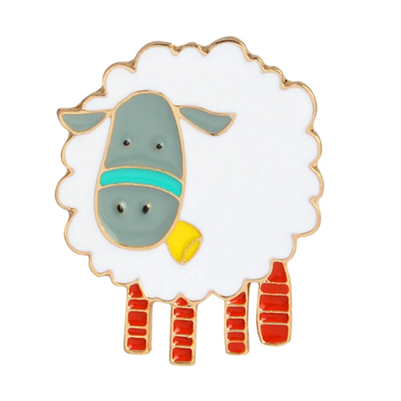 

Cartoon Sheep Animal Brooch Metal Pin Button White Wool Bag T-Shirt Collor Lapel Pin Badges Animal Brooches