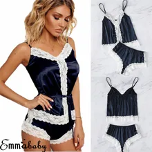 Новые шелковые атласные пижамные комплекты для женщин, пижамы с v-образным вырезом и бретельками, домашняя одежда, кружевные Майки и шорты, пижамный комплект размера плюс