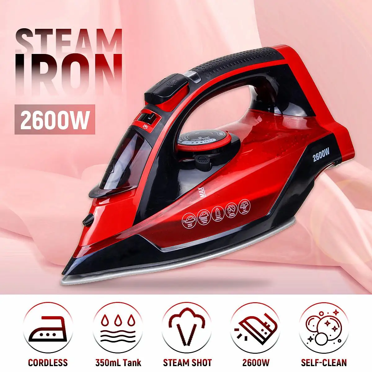 

2400W Steam Iron 5 Speed Gear Shift Knob Wireless Charging Household Portable Clothes Ironing Steamer Ceramic Soleplate EU Plug