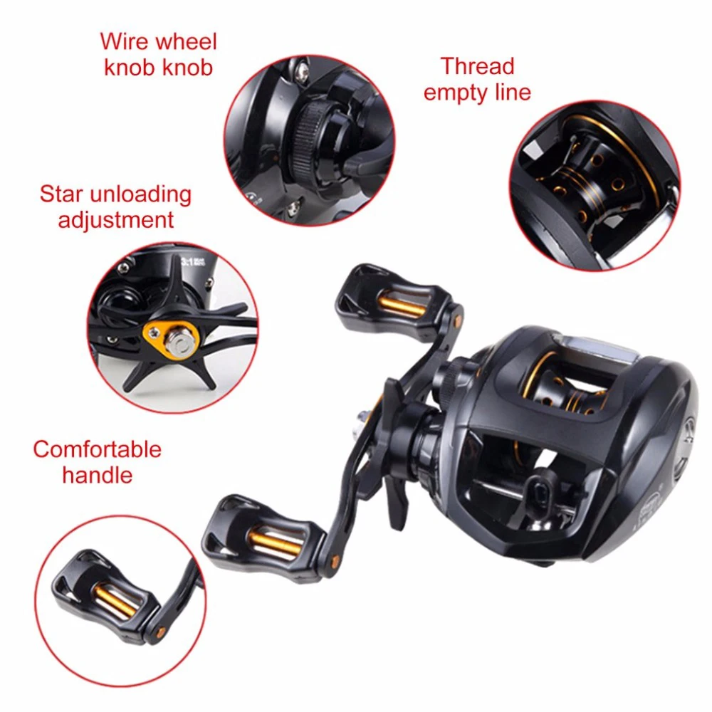

LIE YU WANG Baitcasting Reel G-ratio 6.3: 1 left Hand Boat Bait Casting Fishing Reels With Magnet Brake