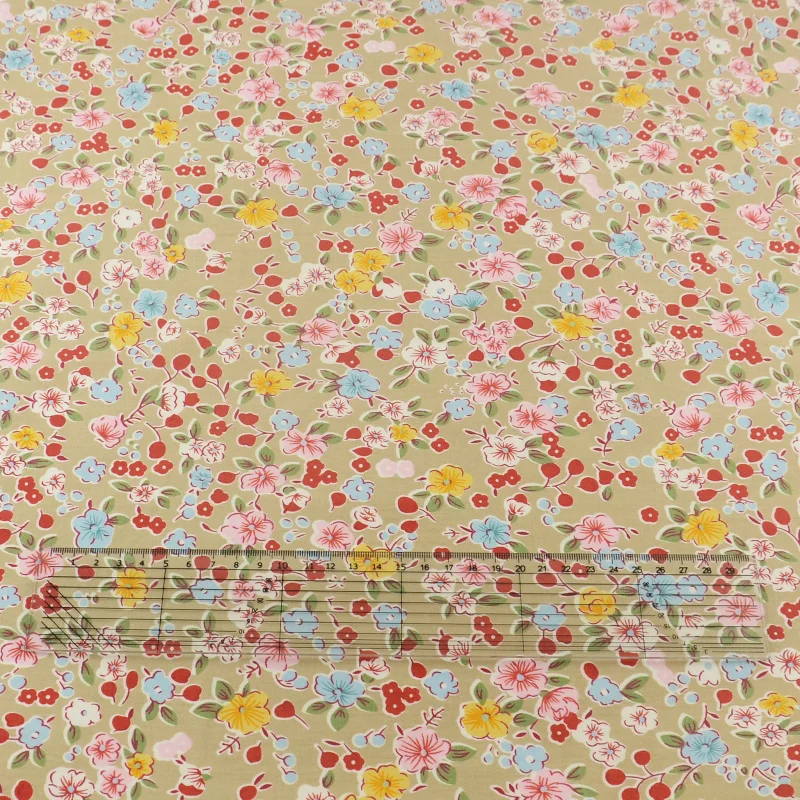 2016 Floral Designs Brown 100% Cotton Fabric Twill Decoration Home Textile Tela Scrapbooking Tissue Bedding Quilting Patchwork|patchwork quilted