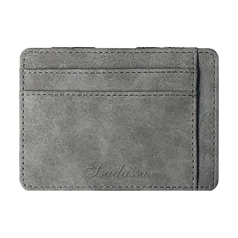 

Fashion New Business Men Nubuck Leather Slim Wallet Credit Card Holder Magic Mini Clutch Bag Small Coin Purse ID Card Pocket