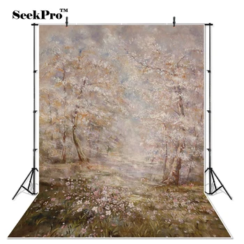 

Thin Vinyl pastel gouache tree flowers newborn baby children photography studio Backdrops camera Photo studio Photo Backgrounds