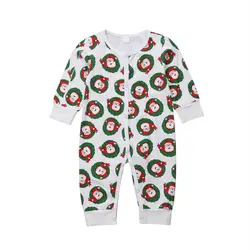 Детский хлопковый комбинезон с длинными рукавами и принтом Санта-Клауса для новорожденных мальчиков и девочек 0-18 м, комбинезон, одежда для