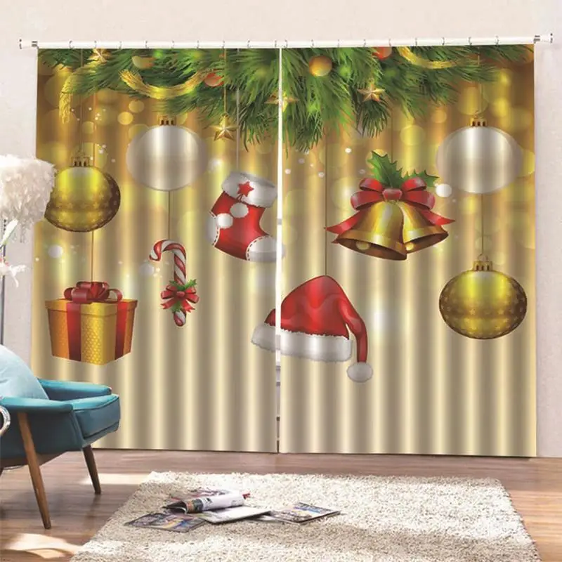 Stylish Merry Christmas Bedroom Livingroom Curtain Waterproof With ...