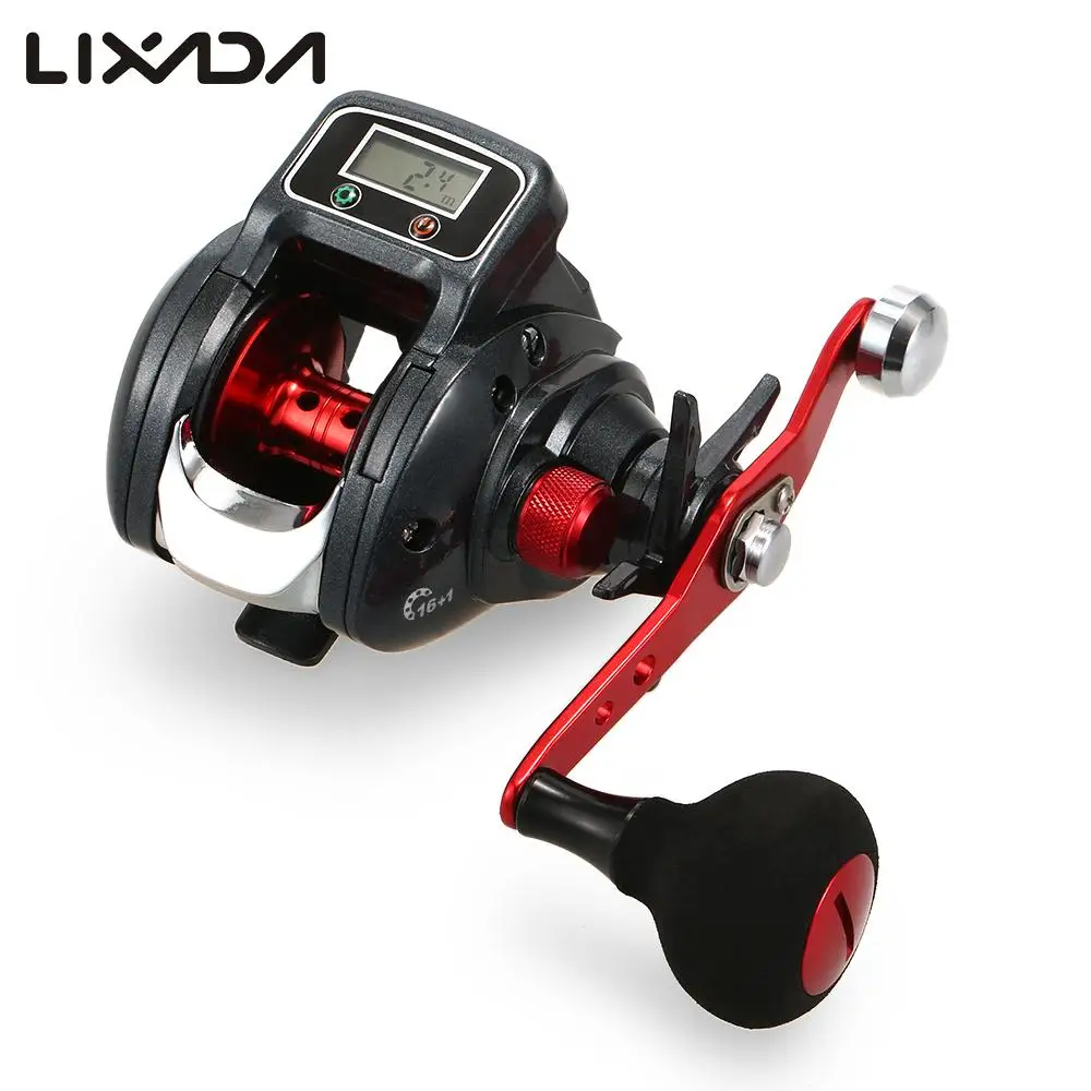 Lixada Fishing Reel Low Profile Linecounter  17 Ball Bearing GT 6.3:1  Bait Casting Reel with Digital CR2032H Battery for Pesca