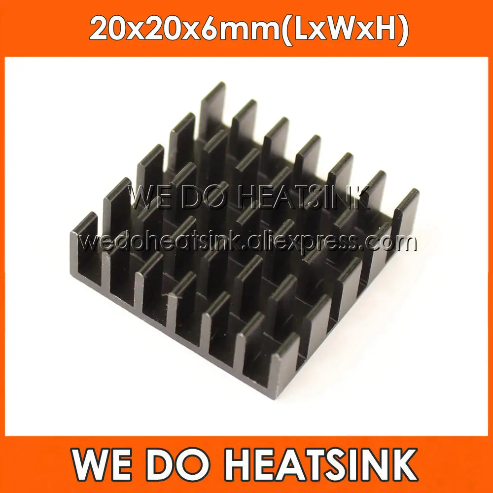 

Free Shipping 10Pcs/Lot 20*20*6 mm Power Radiator Heat Sinks Black Anodized For CPU and Metal Ceramic BGA Packages and PC