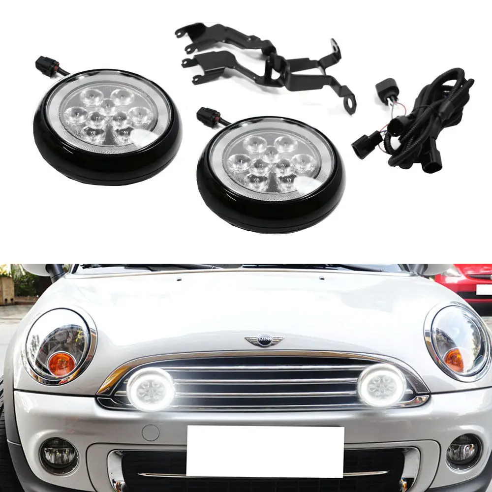 

LED DRL Rally Daytime Running Lights Driving Halo Ring Fog Lamp OEM Style Fit For BMW Mini Cooper Gen R55 R56 R58 R60 R61 Black