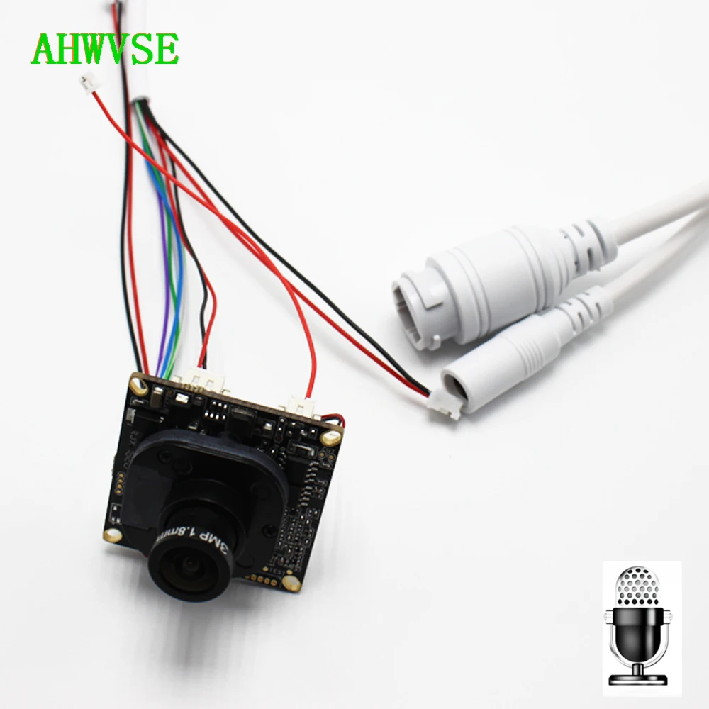 Wide Angle 1.8mm Audio IP Camera Module PCB board Audio Input With External Pickup Microphone 1080P IP Camera