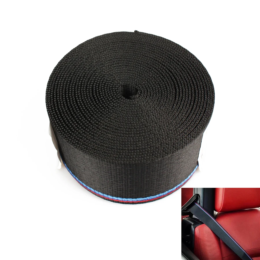 

Universal NEW Racing Harness Ribbon Auto Safety Webbing Blue Red Strips Car Seat Belt