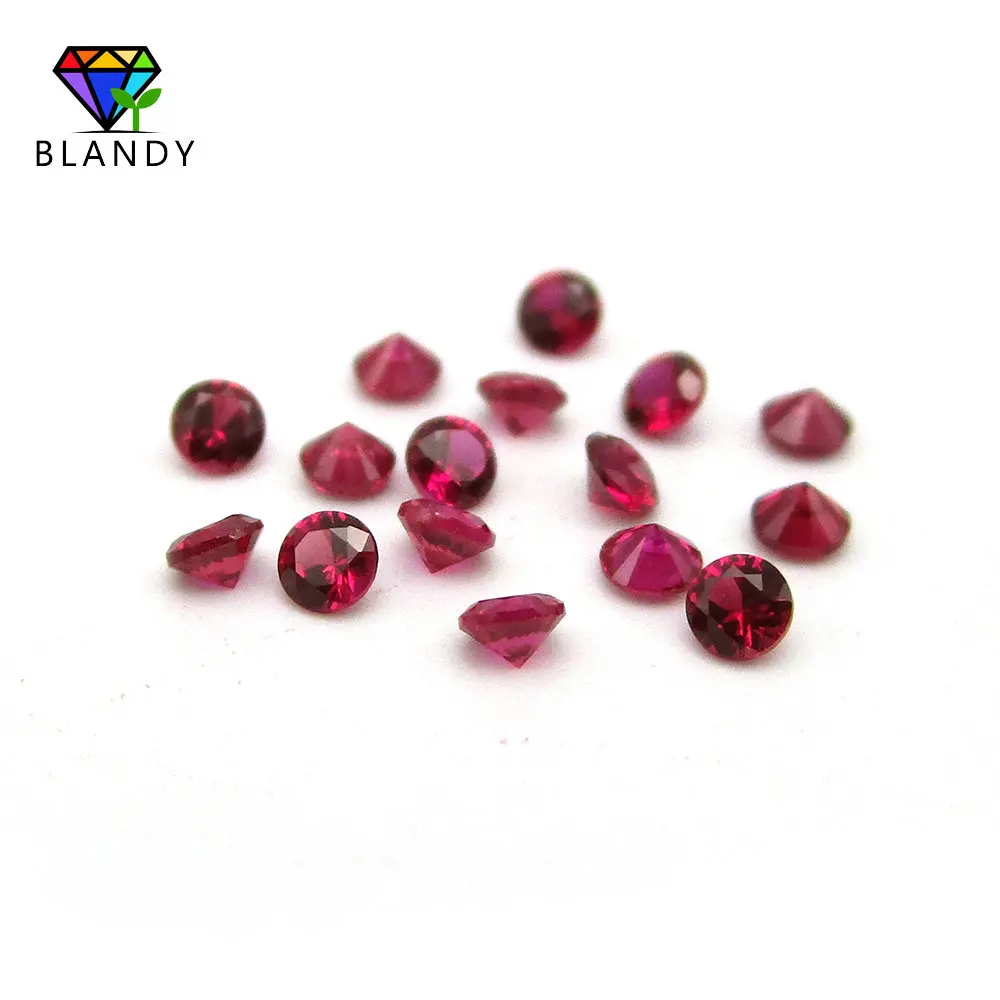 

Factory Price Size 1.0~3.0mm Round Brilliant Cut Dark #8 Red Stone Synthetic Corundum Gems stone For jewelry