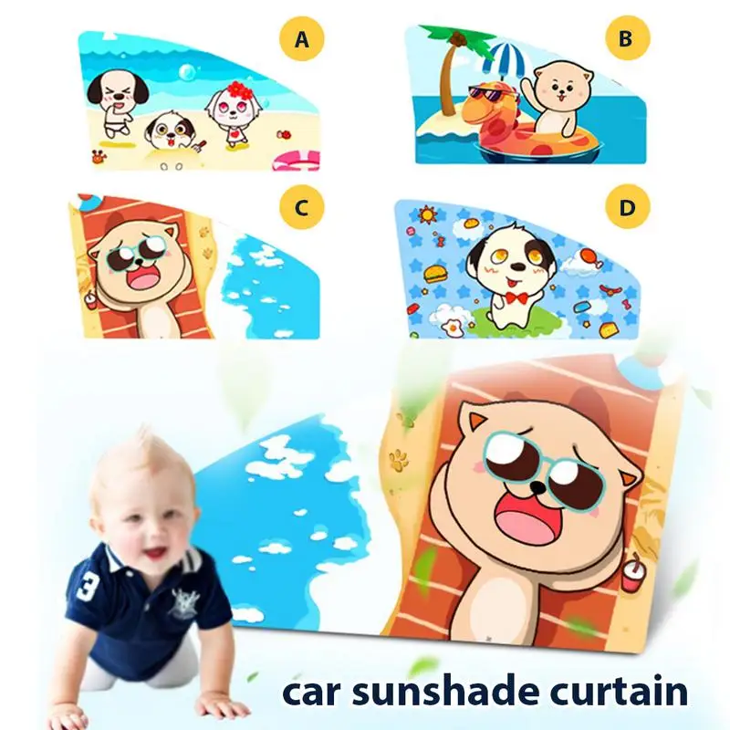 

Cartoon Summer Car Sunshade Curtain Cute Universal Side Window Insulation Sunshade Automatic Car Retractable Sun Shade