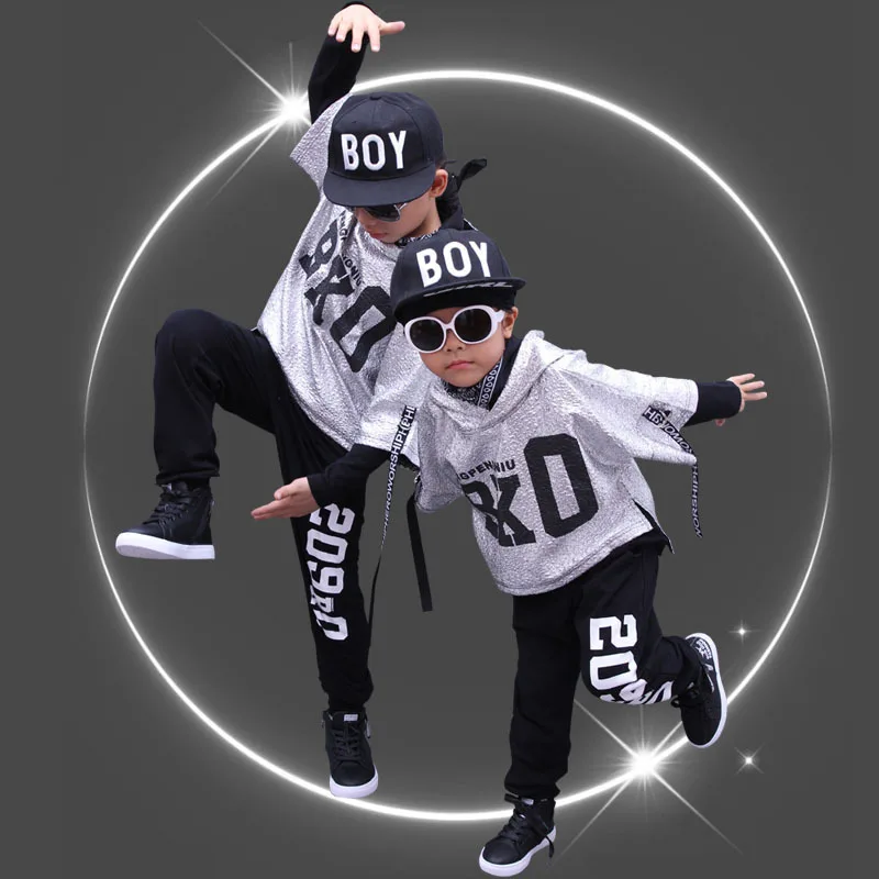 

2018 Autumn New Children Hip Hop Clothing Suit Kids Street Dance Performance Letter Print Coat+Shirt+Pants 3pcs Set