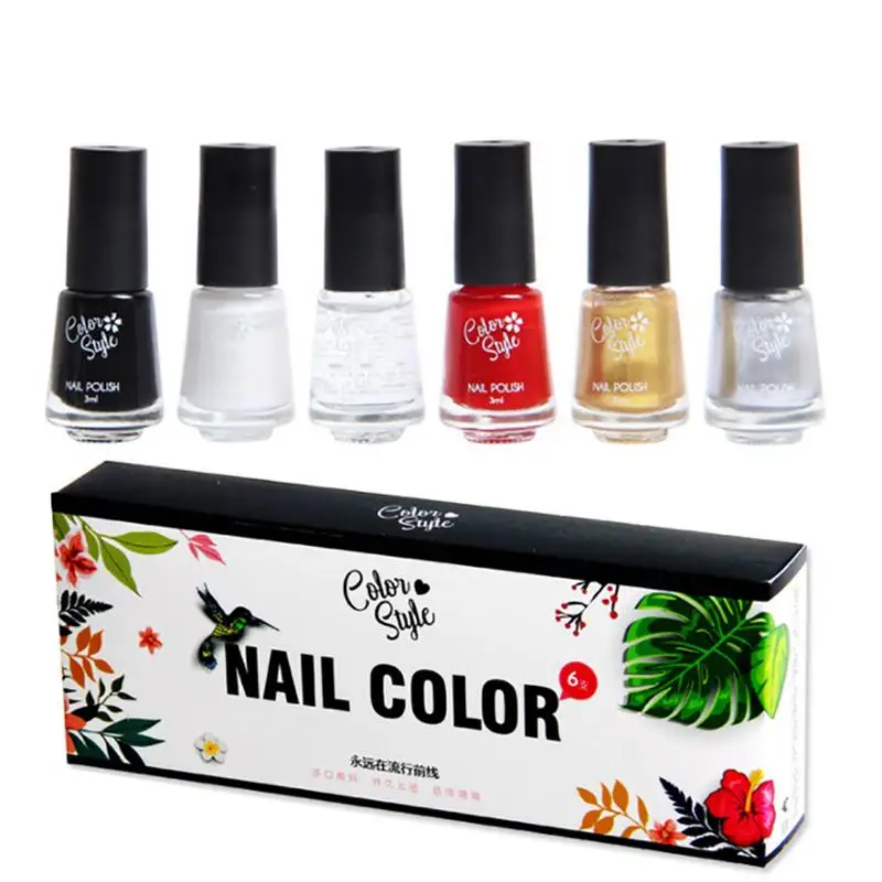 

6 Color Nail Polish Set Long-lasting Environmentally Friendly Non-toxic Matte Bright White Gel Diy Easy To Carry Use Beauty Tool