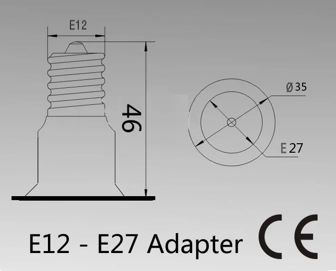 E12 To E27 lamp Adapter dimension