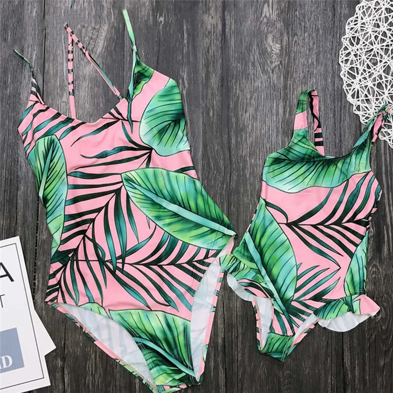 

Meihuida Swimwear Women Bikini 2019 One Piece Swimsuit Matching Swimsuit Mother Daughter Leave Swimwear Bikini Set Bathing Suit