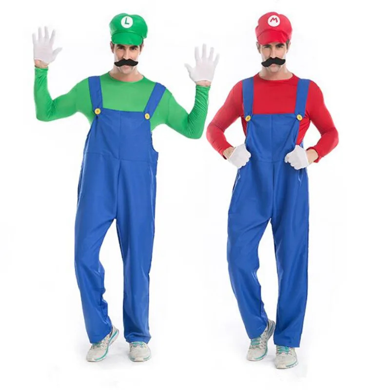 

Deluxe Men's Super Mario Brother Costume Cosplay Halloween Adult Game Uniform