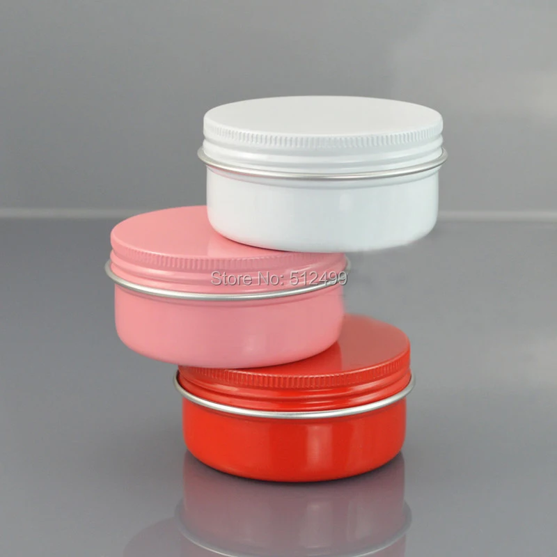 50gML многоразовая коробка белый/розовый/красный пустой круглый алюминий металла жестяные банки бутылка Косметическая баночка для крема DIY