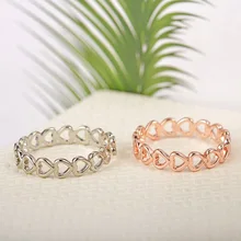 Fashion Silver Stainless Steel Ring High Quality Creative Hollow Heart Rose Gold Ring for Women Opening Wedding Jewelry chic hollow out letter opening ring for women