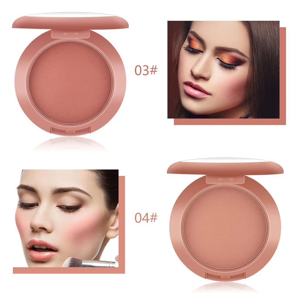 

MISS ROSE 12-Color Natural Long Lasting Matte Blush Rouge Powder Cake for Brighten Concealer Foundation Maquillage Facial TSLM1