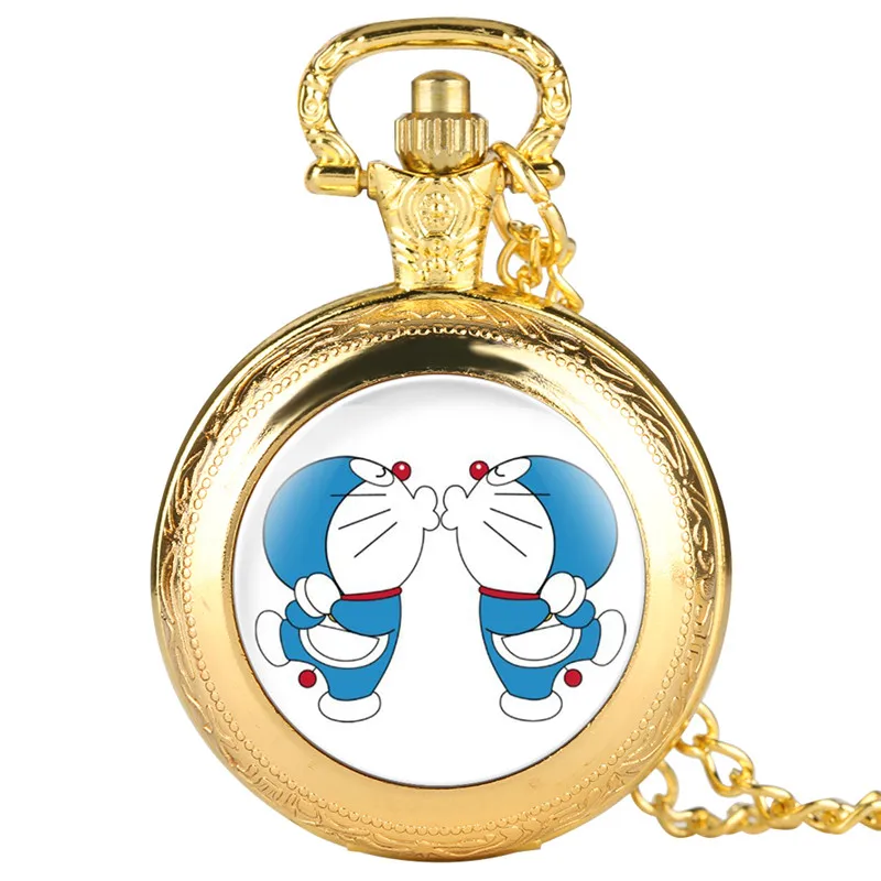 Pokemon Chain карманные часы для детей Doraemon Pattern кварцевые студентов Аналоговые в виде
