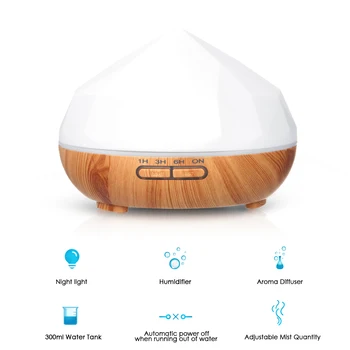 

300ML Air Purifier Humidifier Essential Oil Diffuser Ultrasonic Aroma Humidifier Colorful Night Light for Home Bedroom Yoga Spa