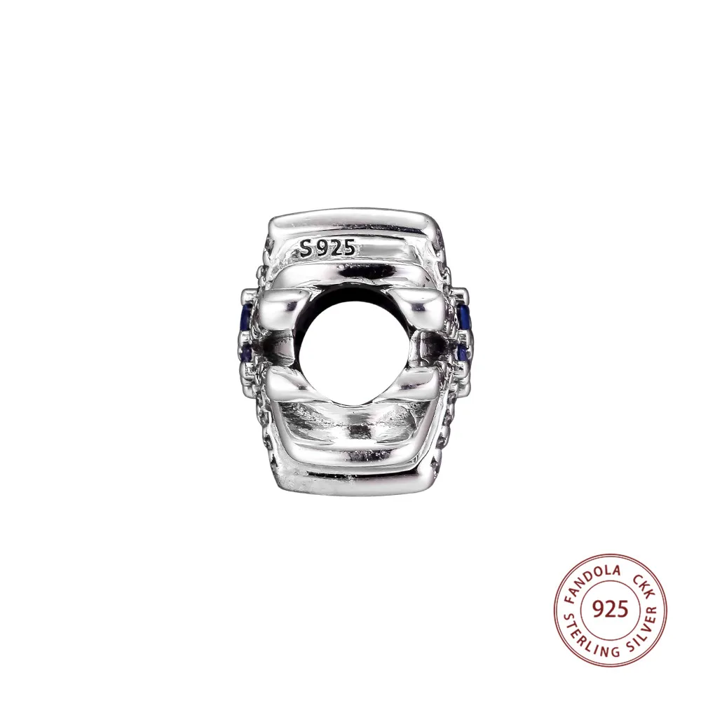 Dazzling Fireworks Charms 100% 925 Sterling Silver Clear CZ & Blue Crystal Beads for Jewelry Making Fits Original Brand Bracelet